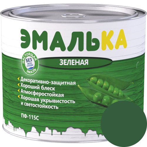 Эмаль ПФ-115 С ЭМАЛЬКА зеленая 2,0л (1,9 кг)