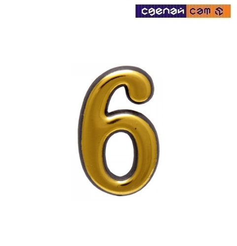 Цифра дверная АЛЛЮР большая пластик "6" золото (1000,50)