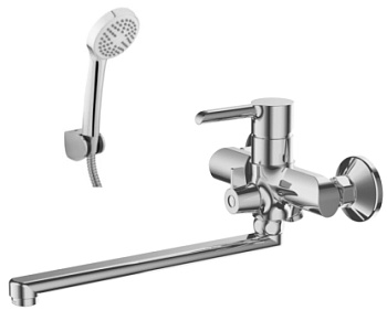 Смеситель для ванны GENT  с изливом прямоуг.30см-дивертор на корпусе (с картриджем)  21111015