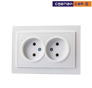 EL-BI,Zena,розетка 2-я б/з,белоснежный,500-015620-908