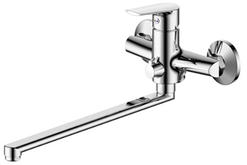 Смеситель для ванны MIA с изливом прямоуг.30см-дивертор на корпусе (с картриджем)