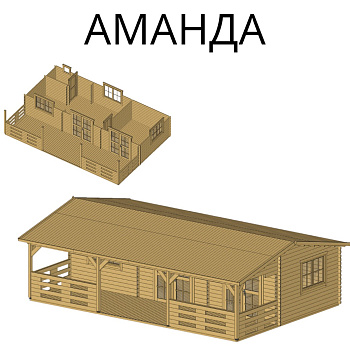 Садовый домик Аманда 6х9 толщина 44 мм (готовая комплектация)
