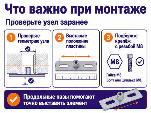 STARFIX пластина с гайкой M8, 30×80 мм, SM-87668-1 фото 4