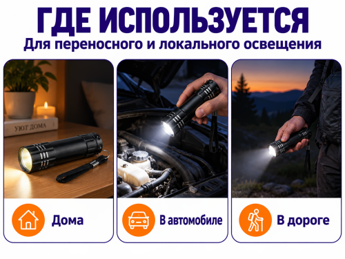 Фонарь карманный Smartbuy SBF 802, XPE LED, 1×AAA, 88×14 мм, алюминиевый фото 3