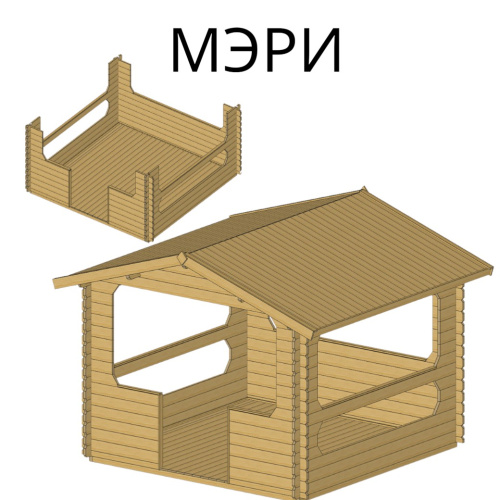 Садовая беседка Мари 3х3 толщина стен 34 мм (готовая комплектация)