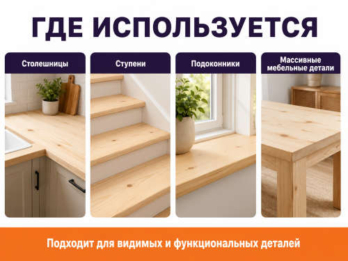 Мебельный щит из хвойных пород, 600×200×40 мм, сорт 1/2 фото 3