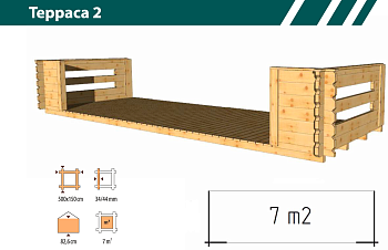 Терраса 5,0х1,5 толщина 44 мм.