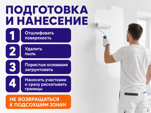 Краска акриловая ERICA для стен и потолков, белая матовая, 6,5 кг фото 4