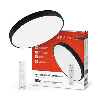 Светильник светодиодный SCANDY SIMPLE-95RCB 95Вт 230В 3000-6500K 7600Лм 500x50мм с пультом ДУ черный IN HOME