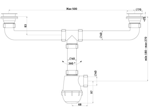 Сифон Ани Грот 1 1/2"*40  двойной  А3000 