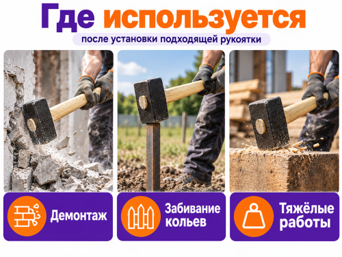 Кувалда хозяйственная (без рукоятки) ВЗЭП Ш363 фото 3